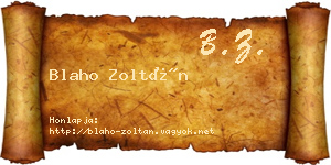 Blaho Zoltán névjegykártya