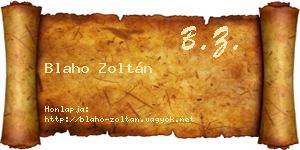 Blaho Zoltán névjegykártya